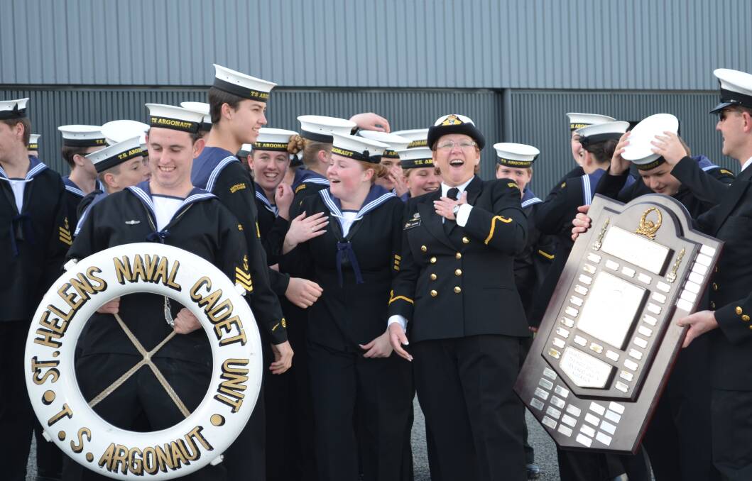 WINNERS ARE GRINNERS: TS Argonaut celebrates being named the nation's Most Efficient Training Ship. After again clinching the state title, the outfit has the chance to become the first group to win back-to-back national titles for the first time since 1980. Picture: Supplied