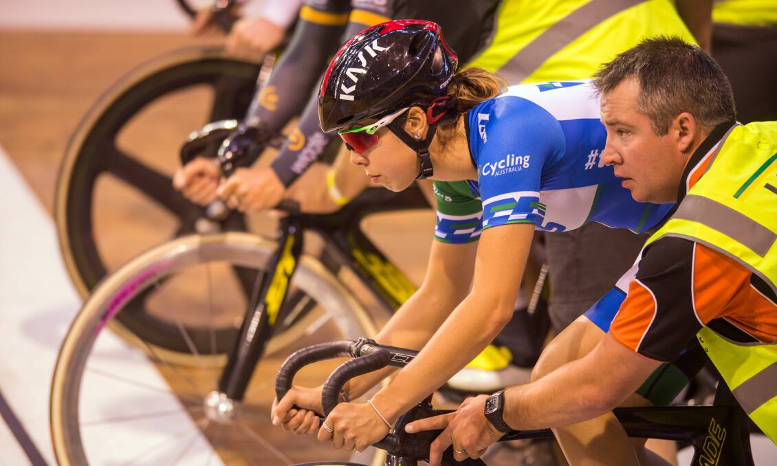 BUILDING: Perth cyclist Georgia Baker scored two third-place finishes at the Melbourne 6 Day event on Thursday night.