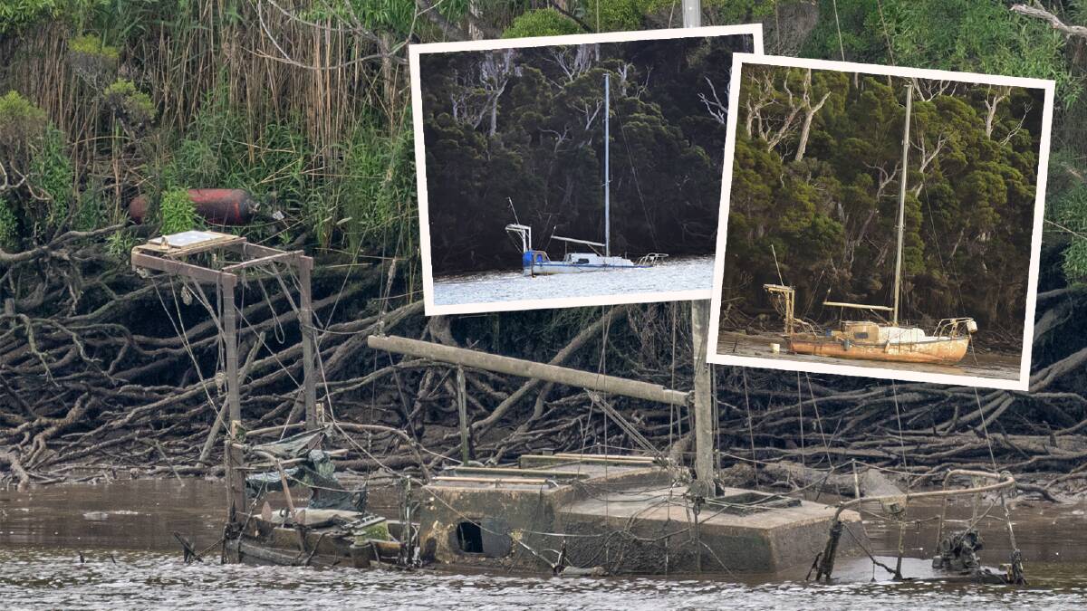 A yacht that sunk in the 2016 floods has been left to rot in the river. Authorities say the vessel has no clear owner. Pictures by Paul Scambler
