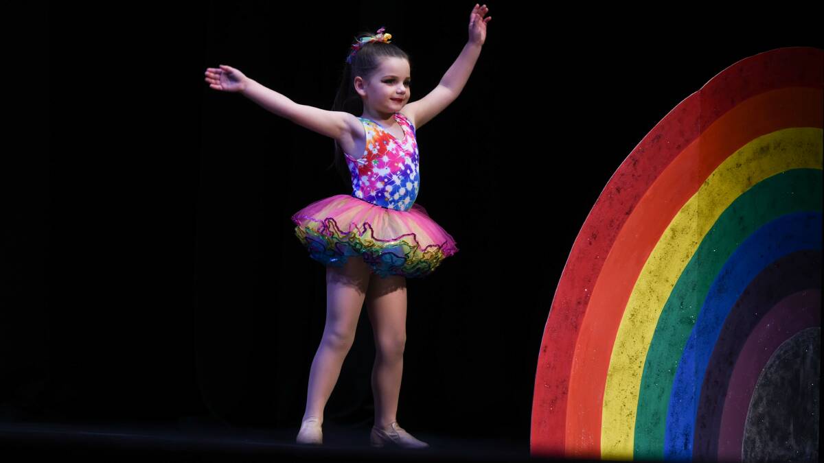 SOMEWHERE OVER THE RAINBOW: Leah Viney was one of 15 dancers to perform in the eight-and-under restricted jazz solo division on Monday. Picture: Neil Richardson