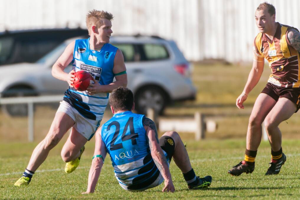 EYES UP: Bridport's Ben Haywood looks for a target in last week's win at Prospect. The Seagulls meet Old Scotch on Saturday. Picture: Phillip Biggs 