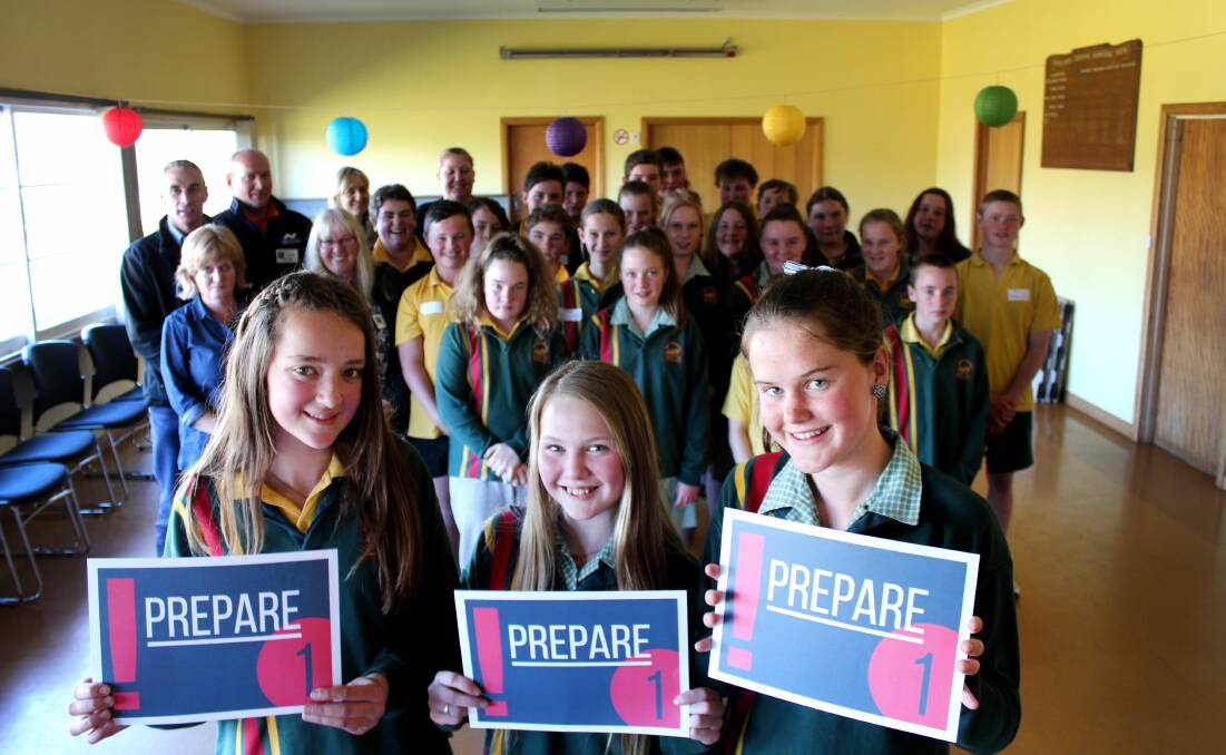 PLANNING AHEAD: Campbell Town District High School grade 8 students Ruby Graham, Darian Richardson and Georgie Nicolson. Grade 7 and 8 students participated in Beacon's Prepare program on Friday. Picture: Hamish Geale
