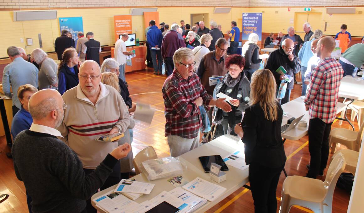 GETTING UP TO SPEED: The Evandale Memorial Hall was packed on Saturday as the town's residents discussed all things NBN. Picture: Hamish Geale 