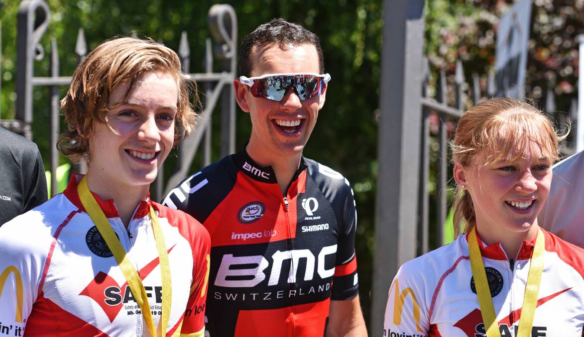 ON THE UP: Northern riders Henley James-Smith and Catelyn Turner will be looking to follow in the footsteps of Richie Porte (centre) in September.