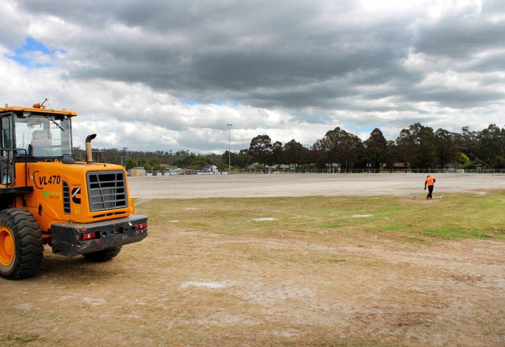WORK IN PROGRESS: Drainage upgrades and resurfacing works to Prospect Vale Park's main football oval are under way. The ground is expected to be available for managed use by early February. Picture: Hamish Geale 