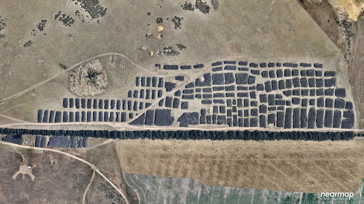 STAR-CROSSED RUBBER: An aerial view of the Longford tyre stockpile. Picture: Supplied 