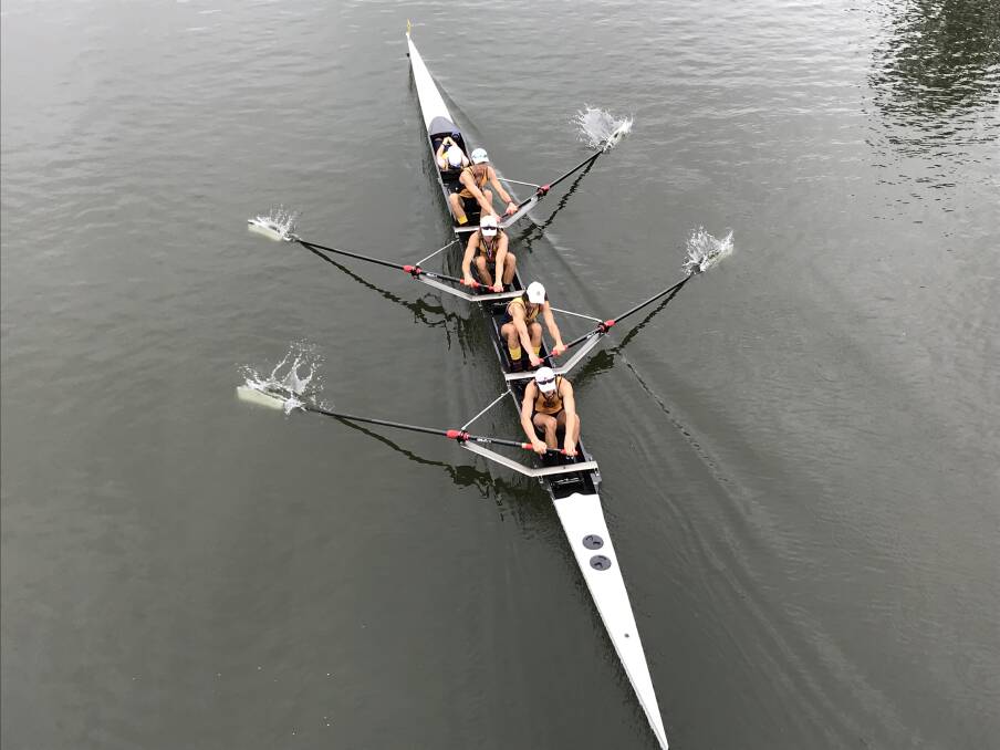 SILVER STARS: Scotch Oakburn's coxed four of Sam Gray, Cam George, Jacob Finnigan, Nick Cash and Ned Napier took silver at the national rowing championships in Sydney on Friday. Picture: Supplied