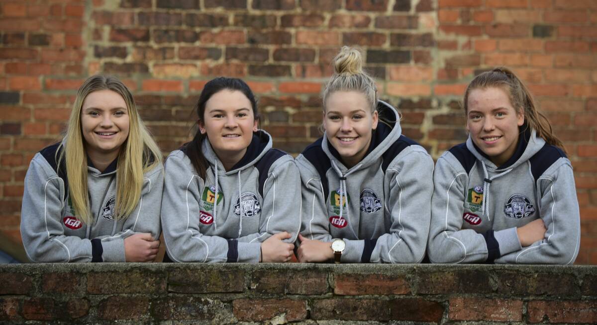 ALLIED FORCES: Launceston's Daria Bannister, Courtney Webb, Georgia Hill and Mia King will play in next week's AFLW under 18 championships. Pictures: Paul Scambler