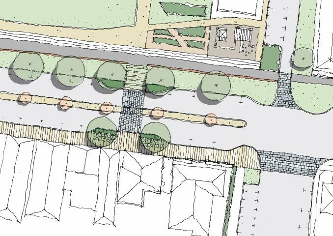 NEW LAYOUT: A sketch of High Street detailing a new parallel parking arrangement, landscape improvements and new traffic islands and pedestrian crossings. 