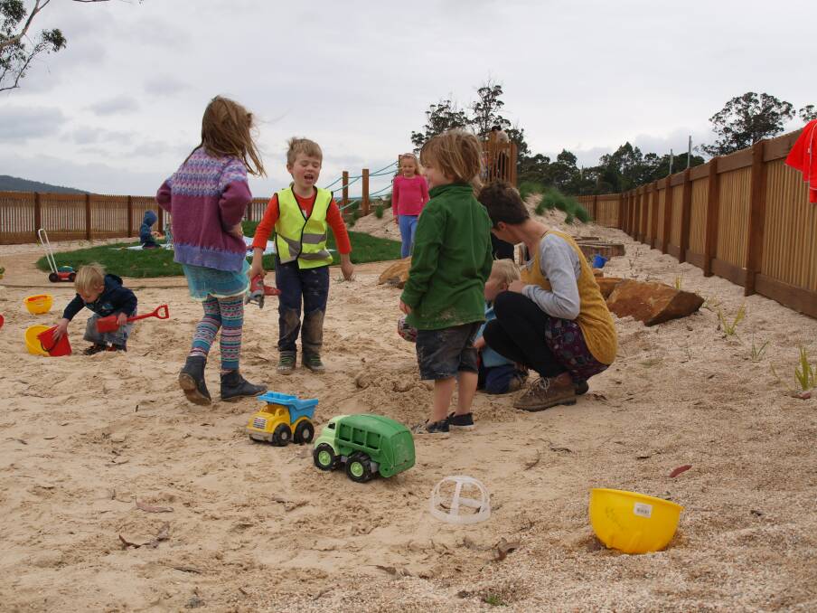 GOOD-NATURED: St Helens children test out the new nature-based playground at Lions Park in St Helens. Picture: Supplied