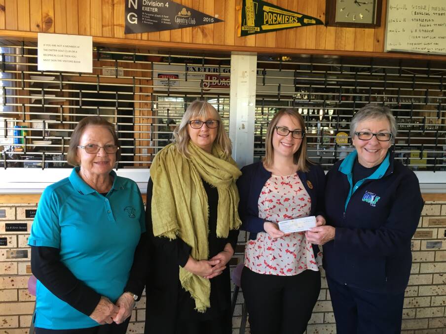 DRIVING FOR DRIVERS: Exeter Golf Club Ladies' member Karlene Arnold and president Roslyn Burr present a cheque for $810 to West Tamar Council's sport and recreation officer Tracey Kelly and community development officer Kaitlin Roach. Picture: Supplied