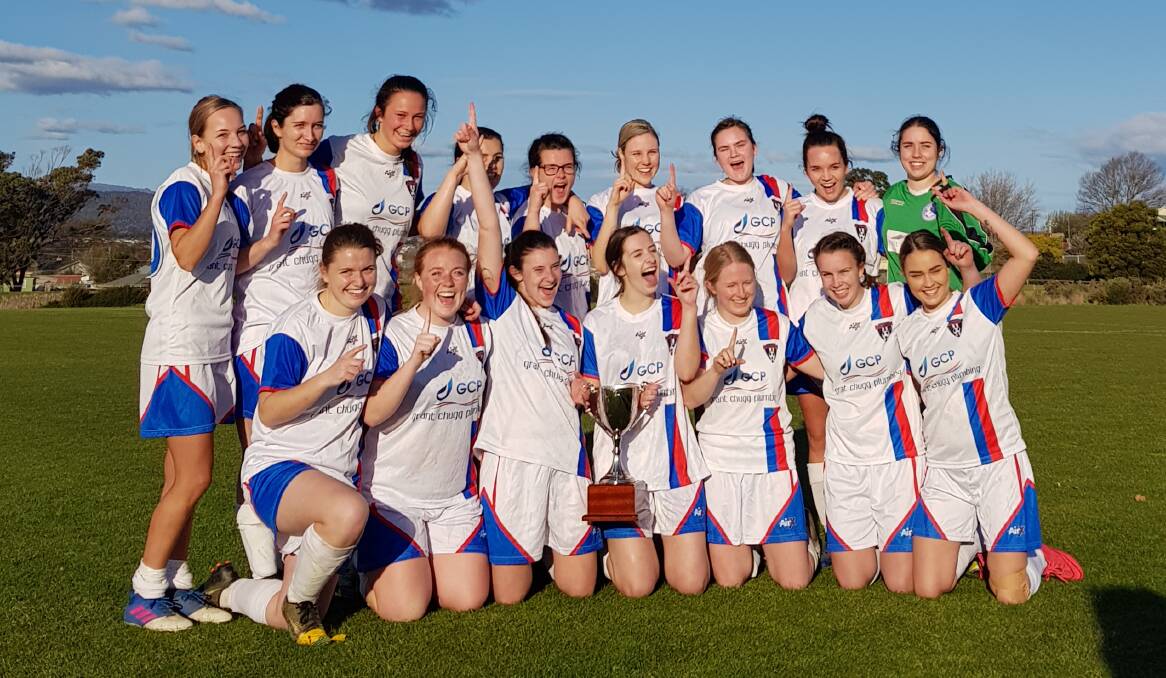 CHAMPIONS: Northern Rangers celebrate their debut women's Northern Championship title following a win over Devonport. Picture: Supplied 