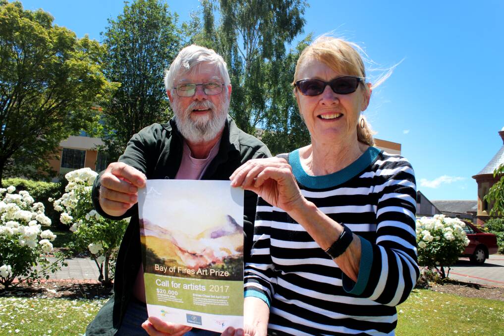 ENTRY COUNTDOWN: Bay of Fires Art Prize director Chris Draffin and committee member Carol Rollason. Entries for the Bay of Fires Youth Art Prize close on April 30. 