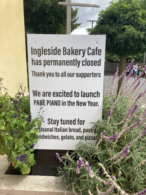 A sign outside the bakery in late 2022 and early 2023. Picture by Hamish Geale 