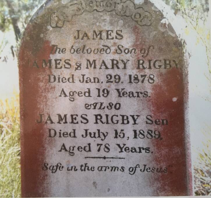 FINAL RESTING PLACE: James Rigby's gravestone at Campbell Town. 