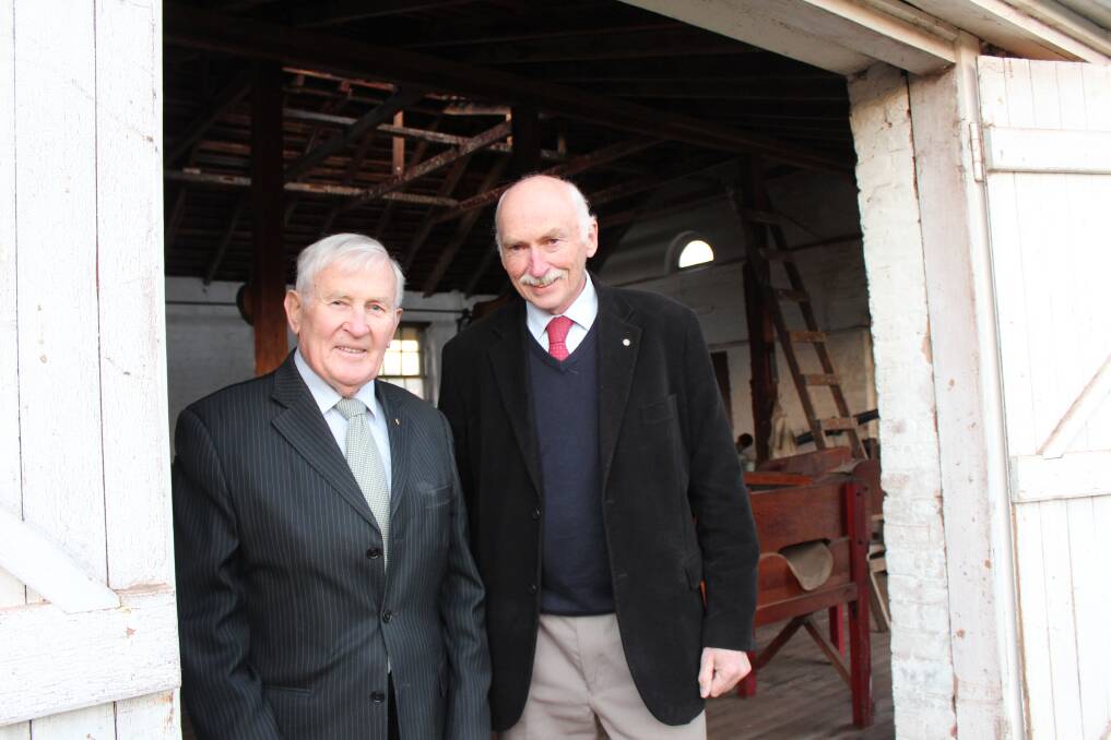 RESTORATION PROJECT: Woolmers chairman Peter Rae and director John Campbell-Smith take a look at the 1840s-era Woolmers chapel. The chapel and a doctor's cottage will soon be restored and opened to the public. Picture: Hamish Geale