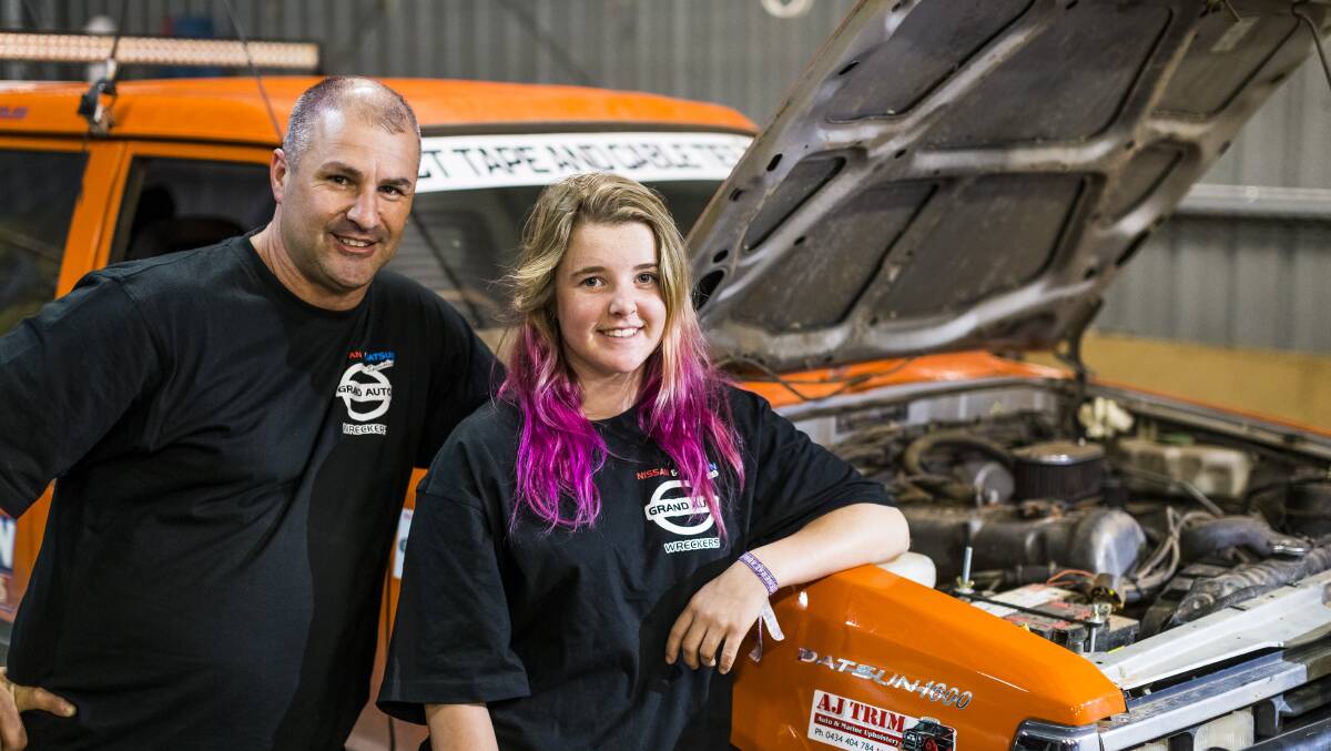 FAMILY FUNDRAISING: Father and daughter duo Paul and Alysha Verwey are competing together for the first time in the Shitbox Rally. The event has raised more than $6 million for the Cancer Council in six years. Picture: Lachlan Gardiner