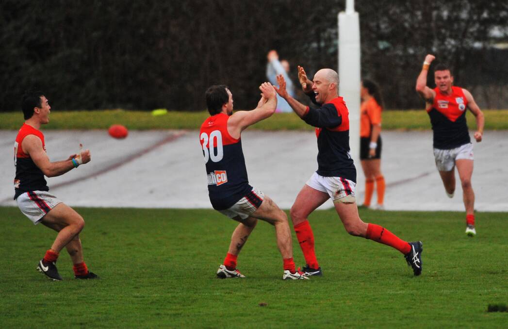 Moment: Latrobe's Charles Ritchie scored a goal at the 26-minute mark of the last quarter to give Latrobe the win. Picture: Scott Gelston