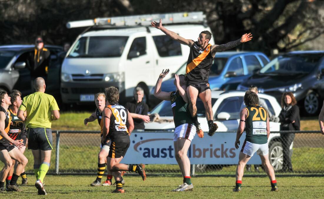 FEISTY CLASH: Action from Longford's victory over Bridgenorth at Tigerland on Saturday. Picture: Phillip Biggs