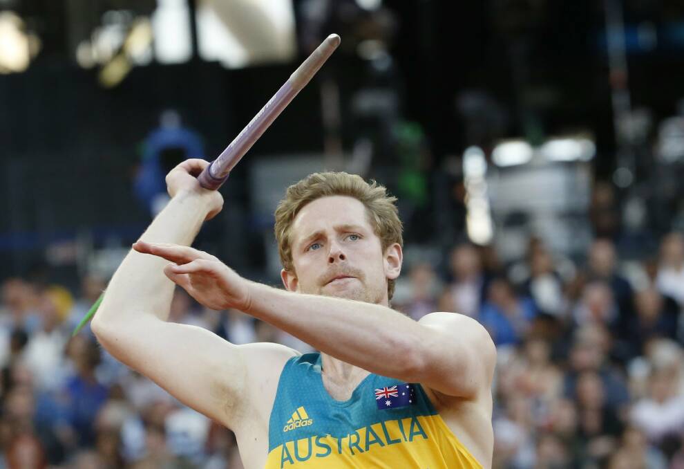 UNLUCKY: Australia's Hamish Peacock makes an attempt in the men's javelin qualification during the world athletics championships in London. He missed the final cut despite throwing an 82.46m qualifier. Picture: AP