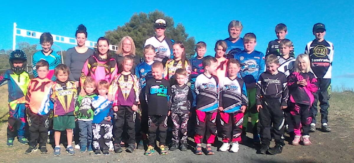 HAPPY TIMES: Launceston BMX club riders that took part in the state titles on the weekend.