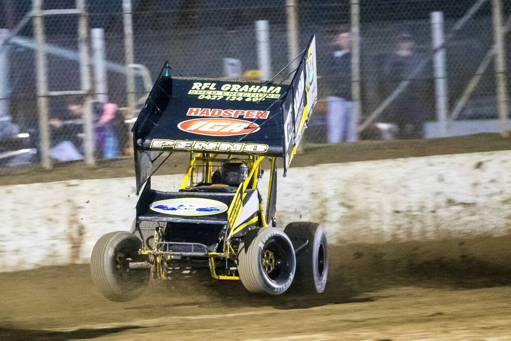 RISING STAR: Nick Penno qualified on pole for last weekend’s state sprintcar championship and is looking to win his first sprintcar feature. Picture: Angryman Photography 