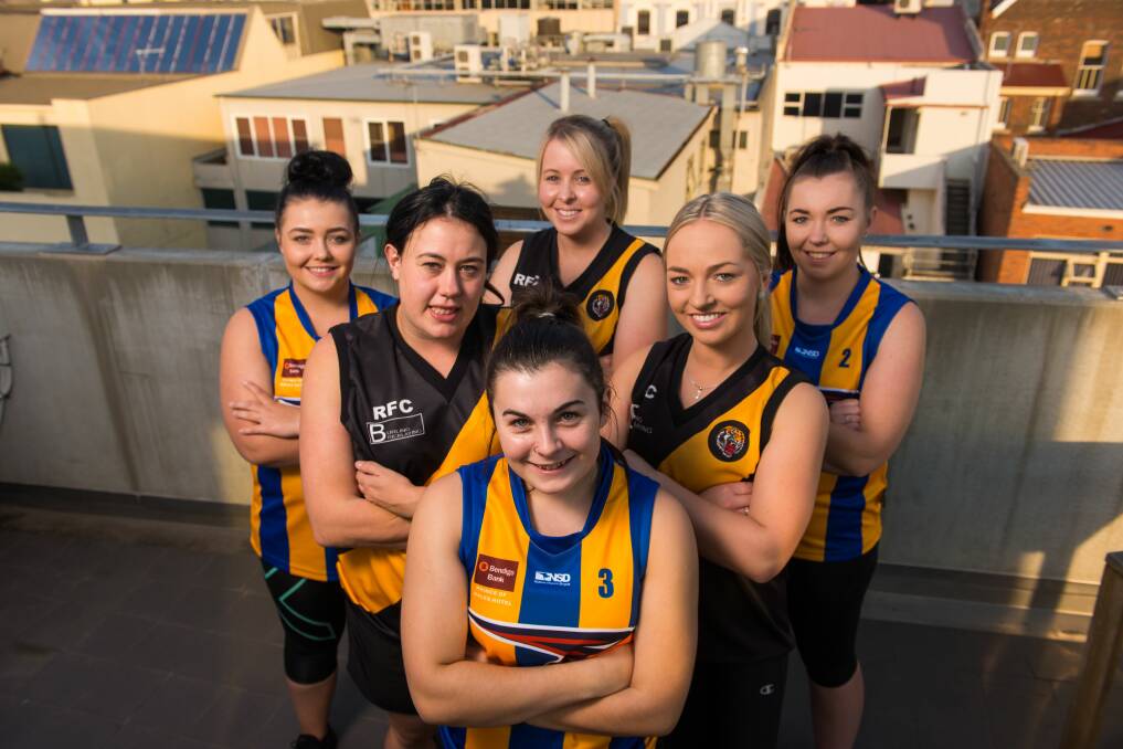 READY: Evandale and Rocherlea players Brittany Grice, Emily Iles, Jenna Sampson, Courtney Sharman, Sophie Johnson and Courtney Grice. Picture: Phillip Biggs