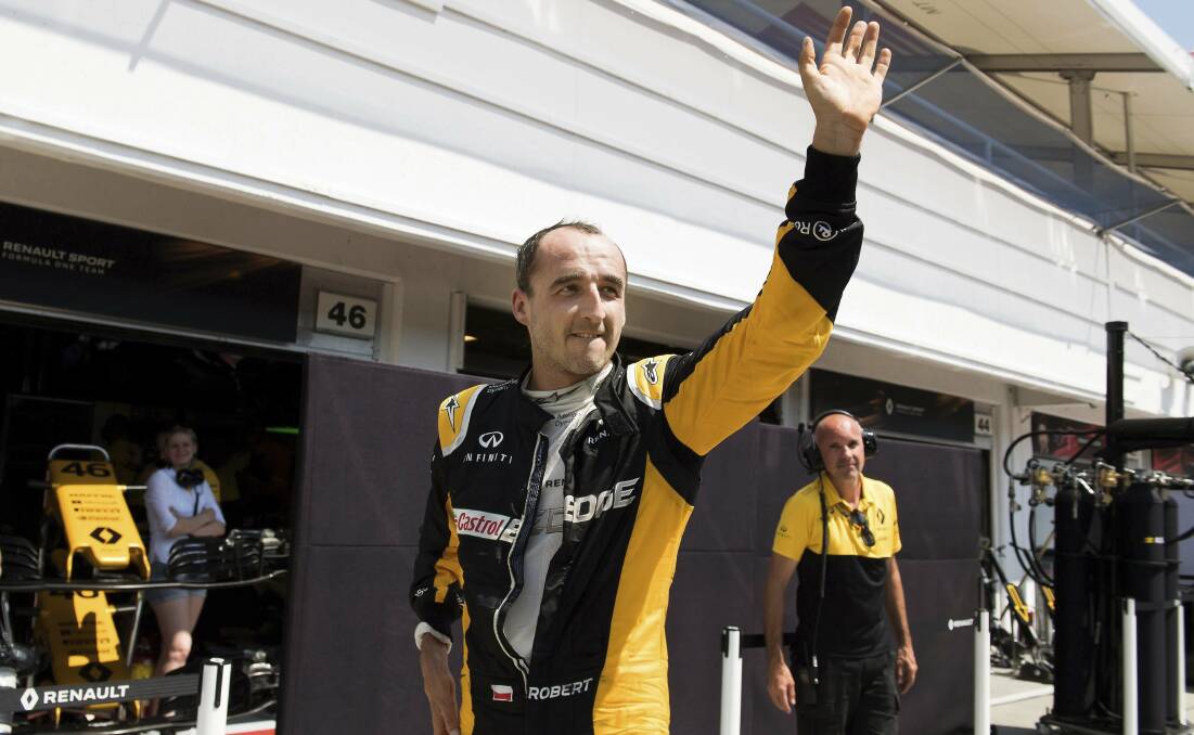 FAST: Former Formula One driver Robert Kubica participates in the first ever testing of racing cars held on the Hungaroring circuit. Picture: AP