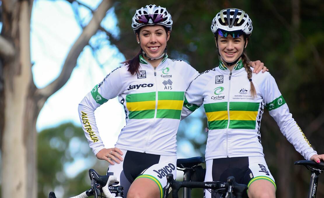 CONGRATULATIONS: Tasmanian Olympic cyclists Georgia Baker and Amy Cure. Picture: Phillip Biggs 