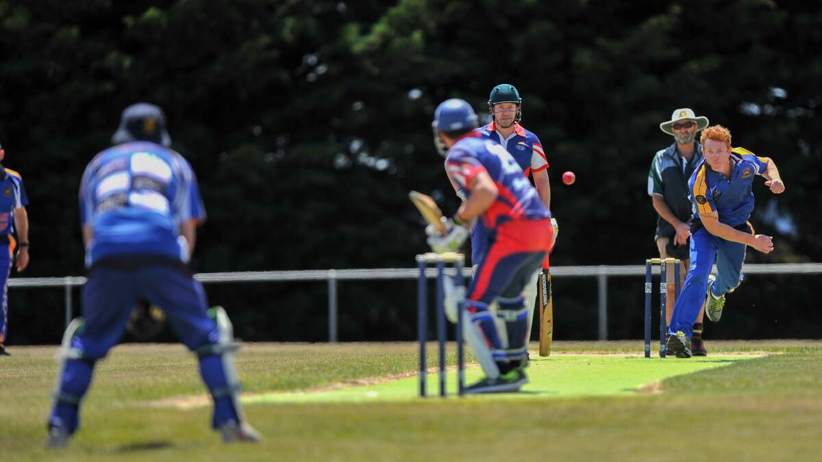 Trevallyn's Andrew Cox Goodyer bowls in the TCL cricket match between Cressy and Trevallyn at Cressy last weekend. Picture: Scott Gelston