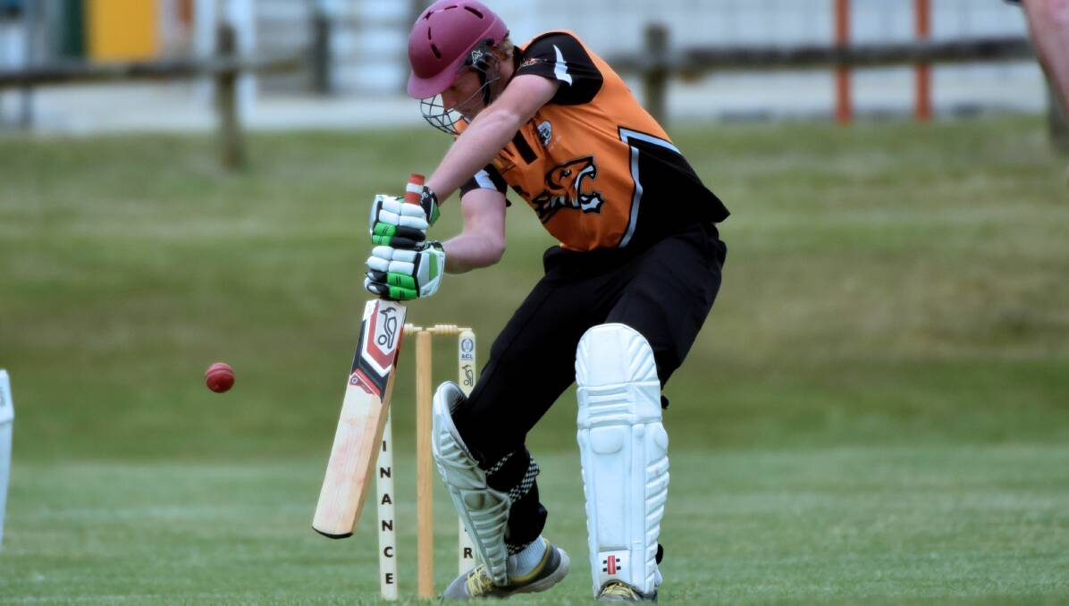 CLOSE: Tigers batsman Brady Scott watches the ball move past the edge of his bat at University Oval on Saturday. Picture: Neil Richardson