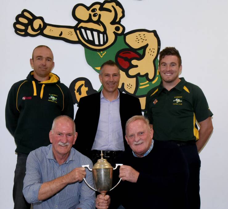 Reunion: Dayle O'Neil, Winnie Maher, Clay Young, Phil Hollingsworth and Phil Atkins. Picture: Neil Richardson.