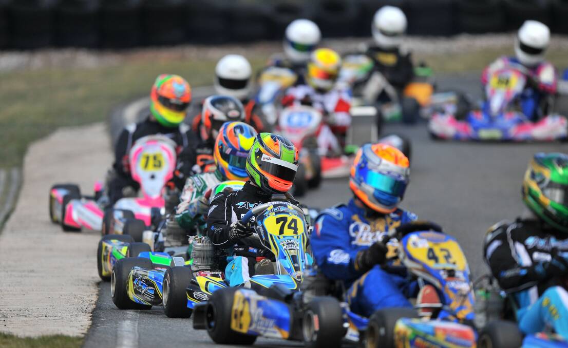 Go Kart action from round 4 of the Tasmanian Statewide Series, held at Archerville Raceway on Sunday. Picture: Scott Gelston