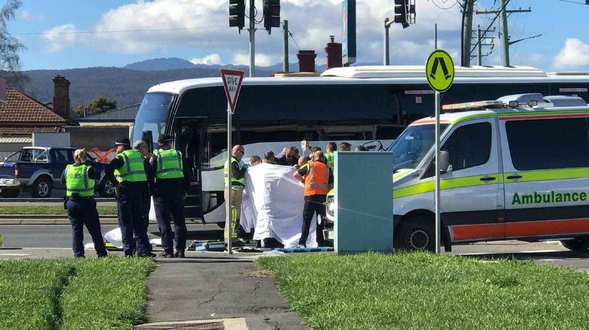 The scene of the crash at the corner of Lindsay and the East Tamar Highway. Picture: Melissa Mobbs