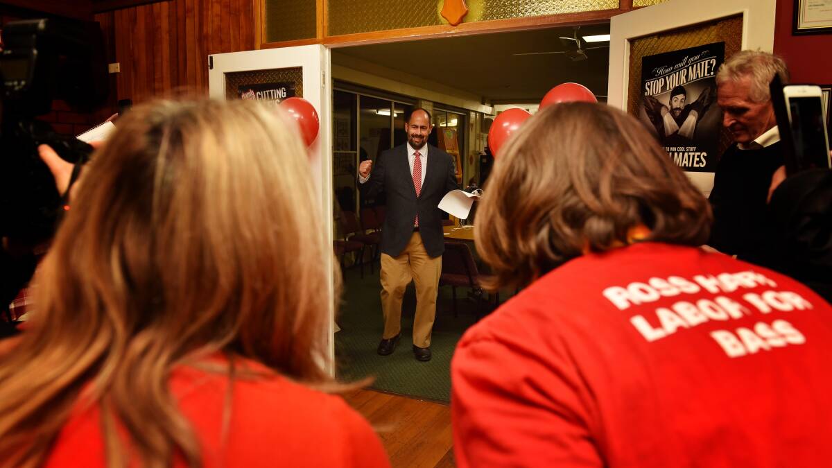 Labor's Ross Hart celebrates his Bass seat win. Pictures: Scott Gelston