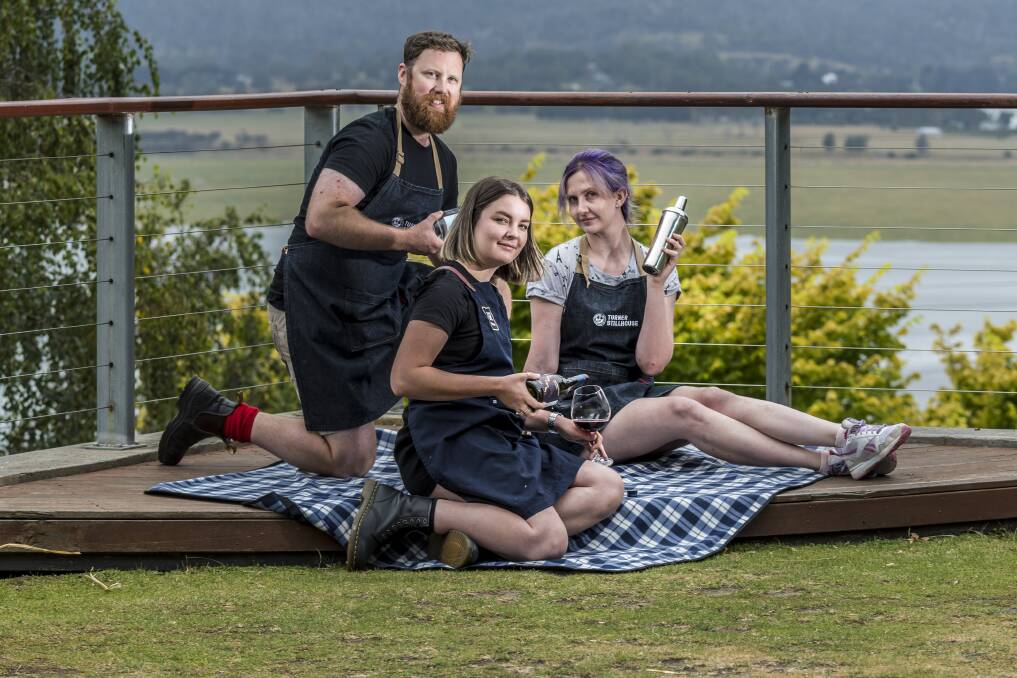 EVENT PREP: Hannah Shaw from Tamar Ridge with Brett Coulson and Hollee Gavin from Turner Stillhouse are getting ready for After 5 Fridays. Picture: Phillip Biggs