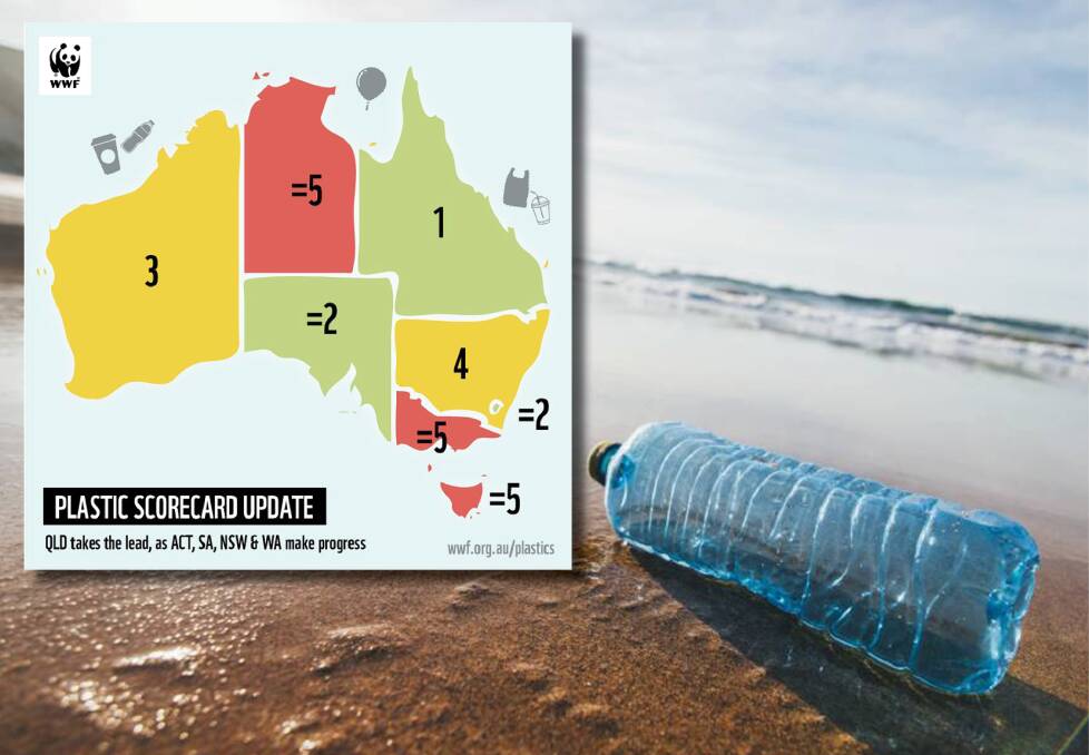 BOTTOM OF THE PACK: WWF Australia has Tasmania ranked equal last on its latest plastic scorecard. Picture: Supplied