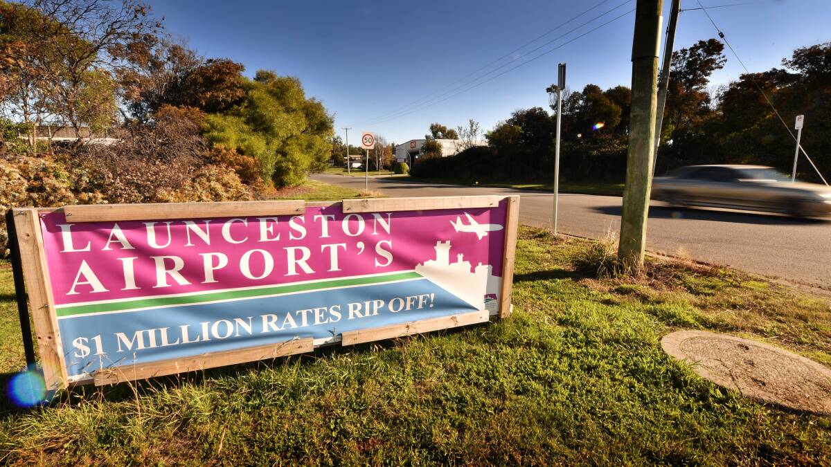 The Northern Midlands Council has left up signs calling on the Launceston Airport to pay higher rates. Picture: Scott Gelston. 
