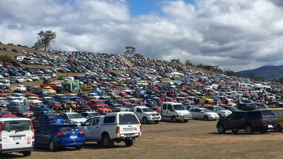 SPECTATE: Thousands of people packed the hill at Baskerville Raceway for the weekend's Baskerville Historics. Picture: Supplied 