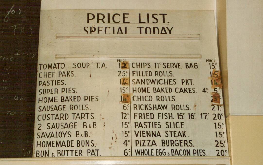 The prices at the Coats Patons cafeteria. 