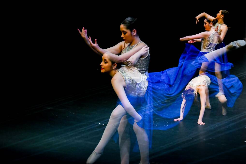 Flowing: Isabelle Kleeman's flowing dance technique is showcased in this multiple-exposure image. Picture: Scott Gelston. 