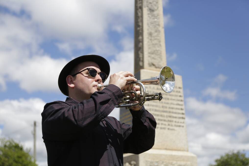 SOMBRE SOUNDS: Adrian Loone has been playing the Last Post at Anzac and Remembrance Day services around the state for 26 years, the last two in Campbell Town. Picture: Matt Dennien