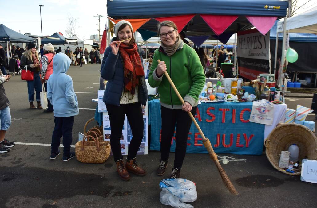REDUCING WASTE: Plastic Free Launceston's Tori Haeusler and Trish Haeusler want to sweep plastic use out of people's lives. Picture: Tess Brunton