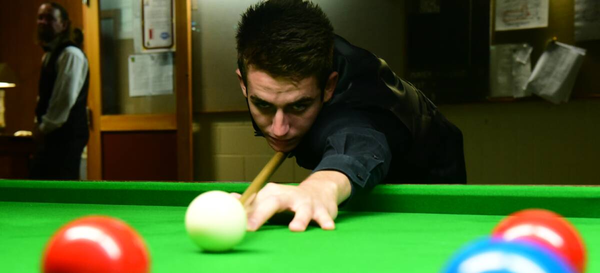 BAD LUCK: Penguin snooker player Cale Barrett in action over the weekend at the Australian six-red championships at the Launceston Working Men's Club. Picture: Paul Scambler