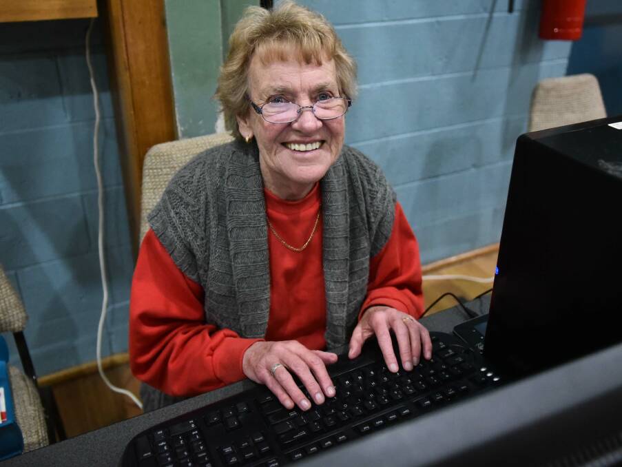 RECORDING TIME: Northern Tasmanian badminton stalwart Sheila Bird sits down for the last tournament at the Australasian under-17 championships. Picture: Neil Richardson.