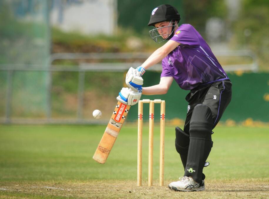 OUT OF REACH: Northern Force opening batsman Will Dakin feels for a wide delivery during the intrastate encounter against Southern Storm - East in the Hurricanes under-15 cricket championships. Picture: Paul Scambler