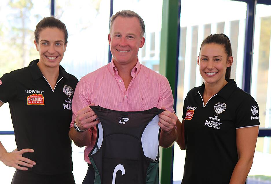 SEALED: Star Collingwood netballers Ash Brazil and Madi Robinson join Tasmanian premier Will Hodgman at the Netball Tasmania's launch of its partnership with the Magpies earlier this month. 