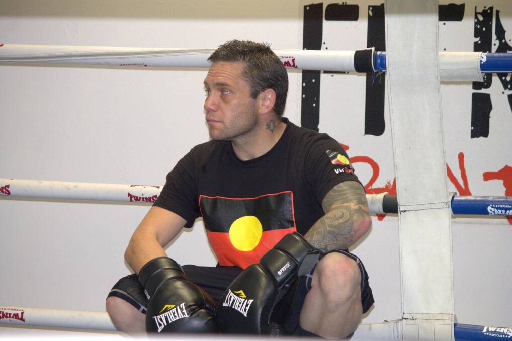 TAKE A CORNER: Shaun Thomas has a rest between sparring sessions before he faced Jesse Bailey. Picture: David Stanley.