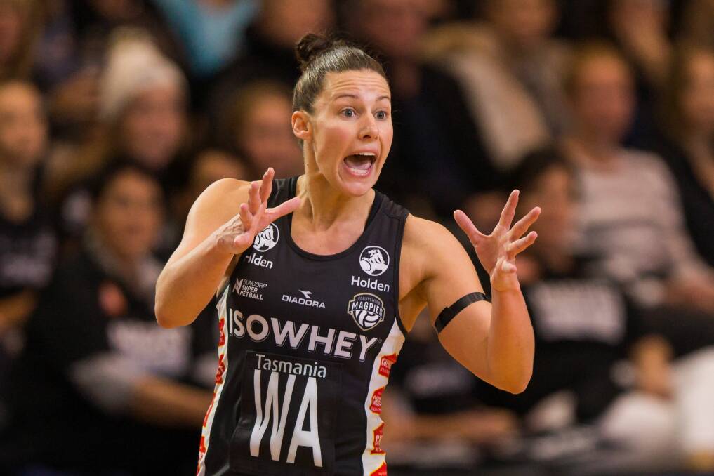 MY CALL: Collingwood midcourter Madi Robinson finds space against Queensland Firebirds in Sunday's first-ever domestic match in Launceston for points.