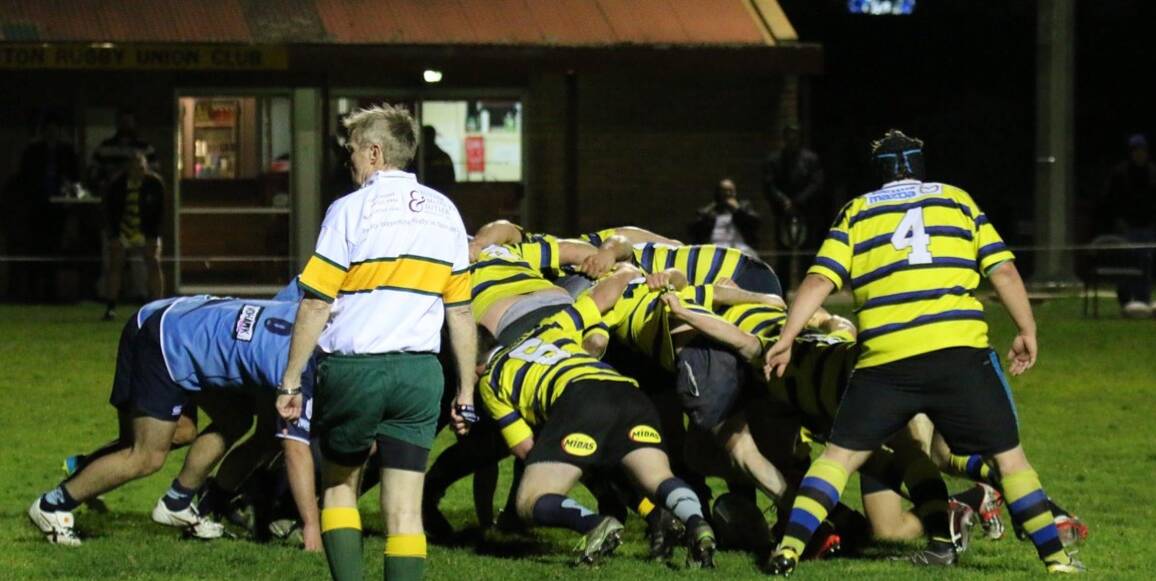 WHEN THEY LAST MET: Launceston looks to win its own scrum feed against AMC Vikings in last year's night game. Picture: Supplied.